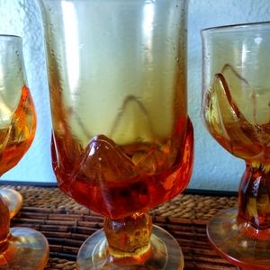 Vintage Amber Glass Goblets & Chalices